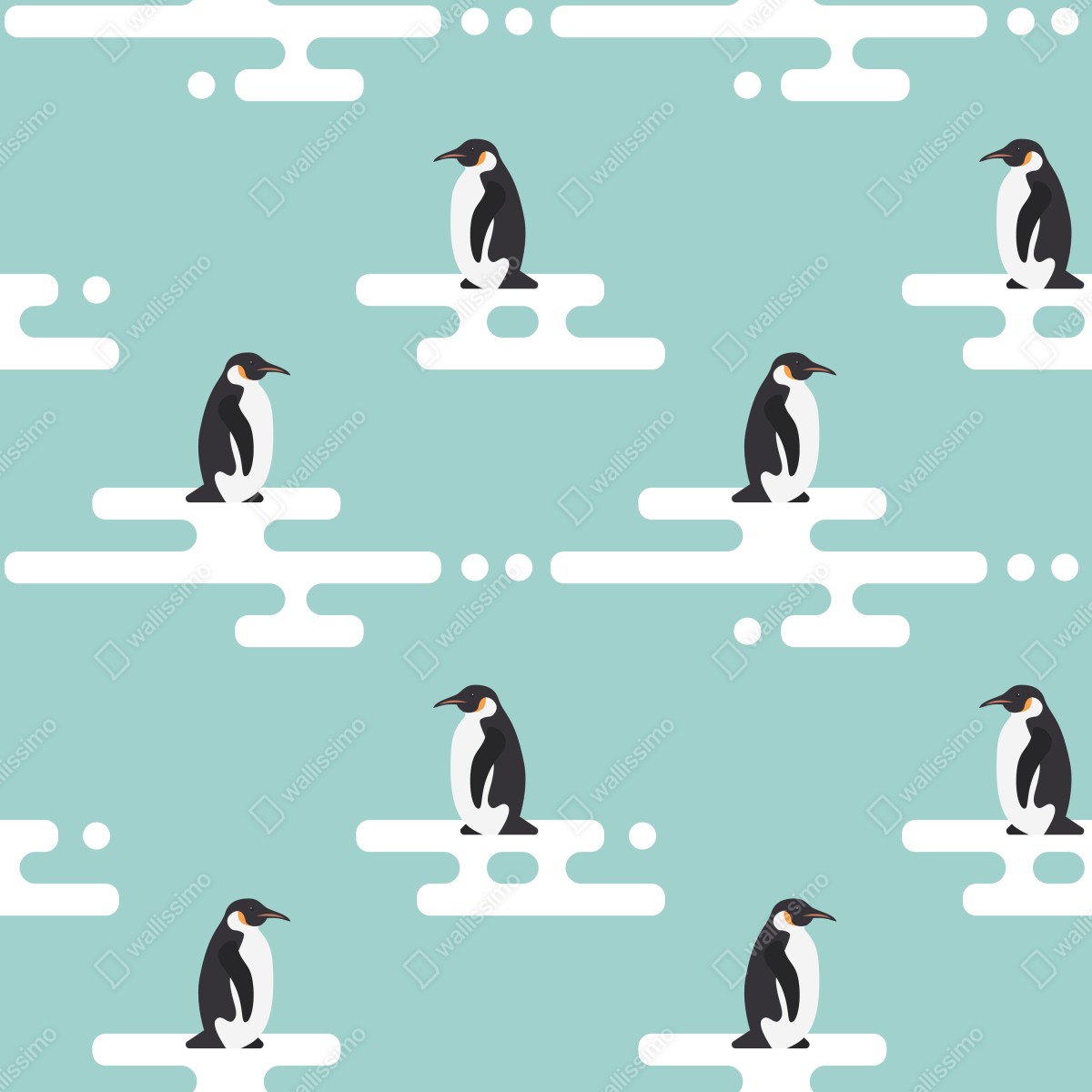 Naklejka repozycjonowalna uroczy wzór z pingwinami w pastelowym turkusie – Wallissimo® Naklejka repozycjonowalna uroczy wzór z pingwinami w pastelowym turkusie – Wallissimo®