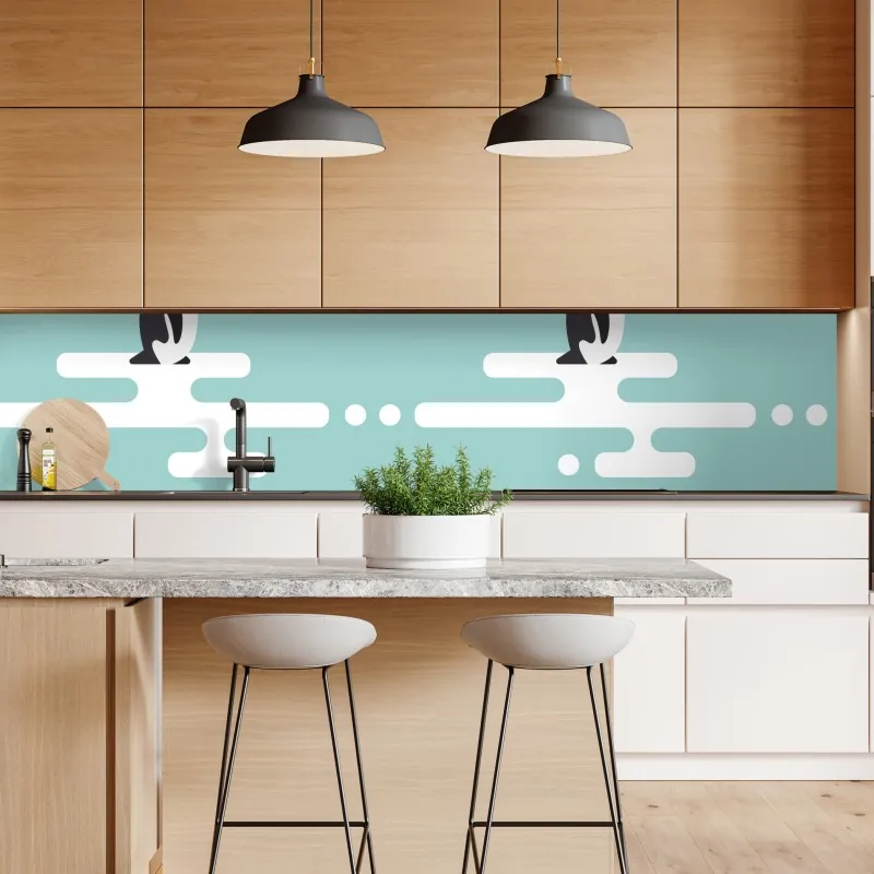 Naklejka repozycjonowalna uroczy wzór z pingwinami w pastelowym turkusie – Wallissimo® Naklejka repozycjonowalna uroczy wzór z pingwinami w pastelowym turkusie – Wallissimo®