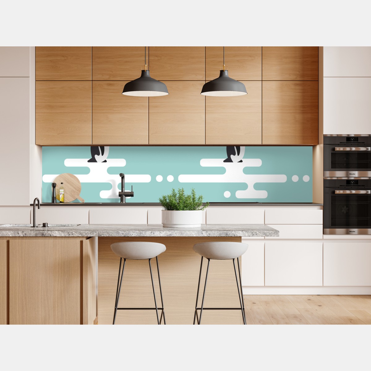 Naklejka repozycjonowalna uroczy wzór z pingwinami w pastelowym turkusie – Wallissimo® Naklejka repozycjonowalna uroczy wzór z pingwinami w pastelowym turkusie – Wallissimo®