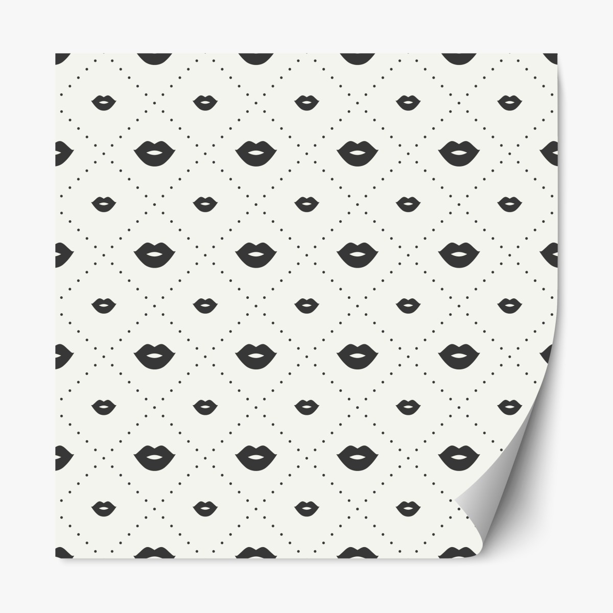 Repositionable sticker minimalist monochrome lips pattern