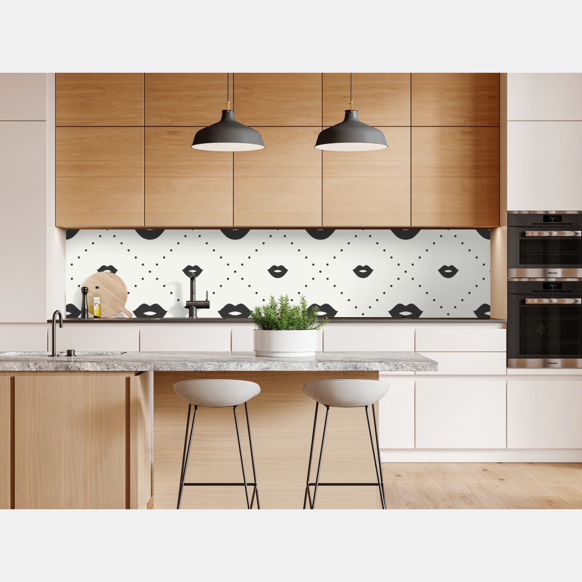 Naklejka repozycjonowalna minimalistyczny monochromatyczny wzór ust – Wallissimo® Naklejka repozycjonowalna minimalistyczny monochromatyczny wzór ust – Wallissimo®