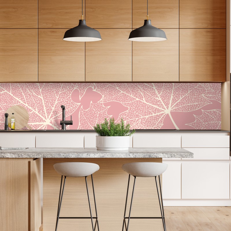 Naklejka repozycjonowalna delikatny różowy wzór liści – Wallissimo® Naklejka repozycjonowalna delikatny różowy wzór liści – Wallissimo®
