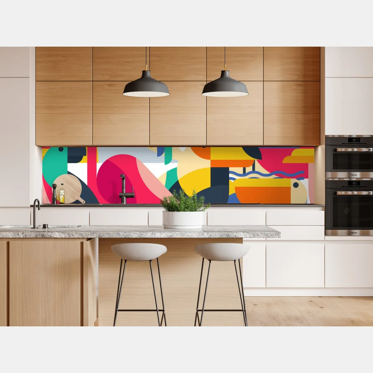 Naklejka repozycjonowalna tropikalny geometryczny wzór ptaków – Wallissimo® Naklejka repozycjonowalna tropikalny geometryczny wzór ptaków – Wallissimo®