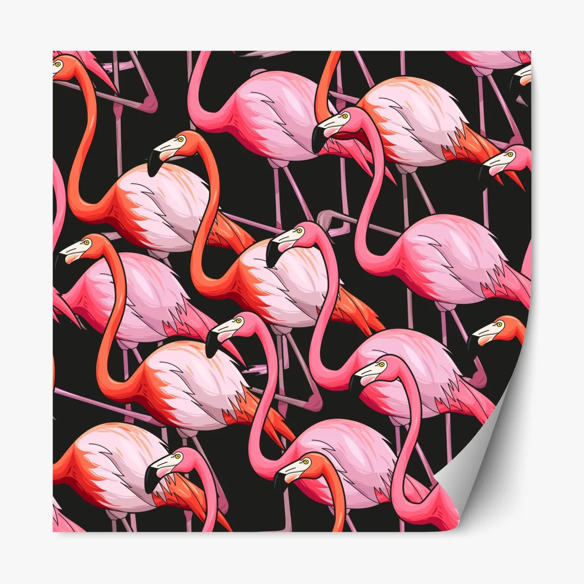 Naklejka repozycjonowalna różowy wzór z flamingami na czarnym tle – Wallissimo® Naklejka repozycjonowalna różowy wzór z flamingami na czarnym tle – Wallissimo®