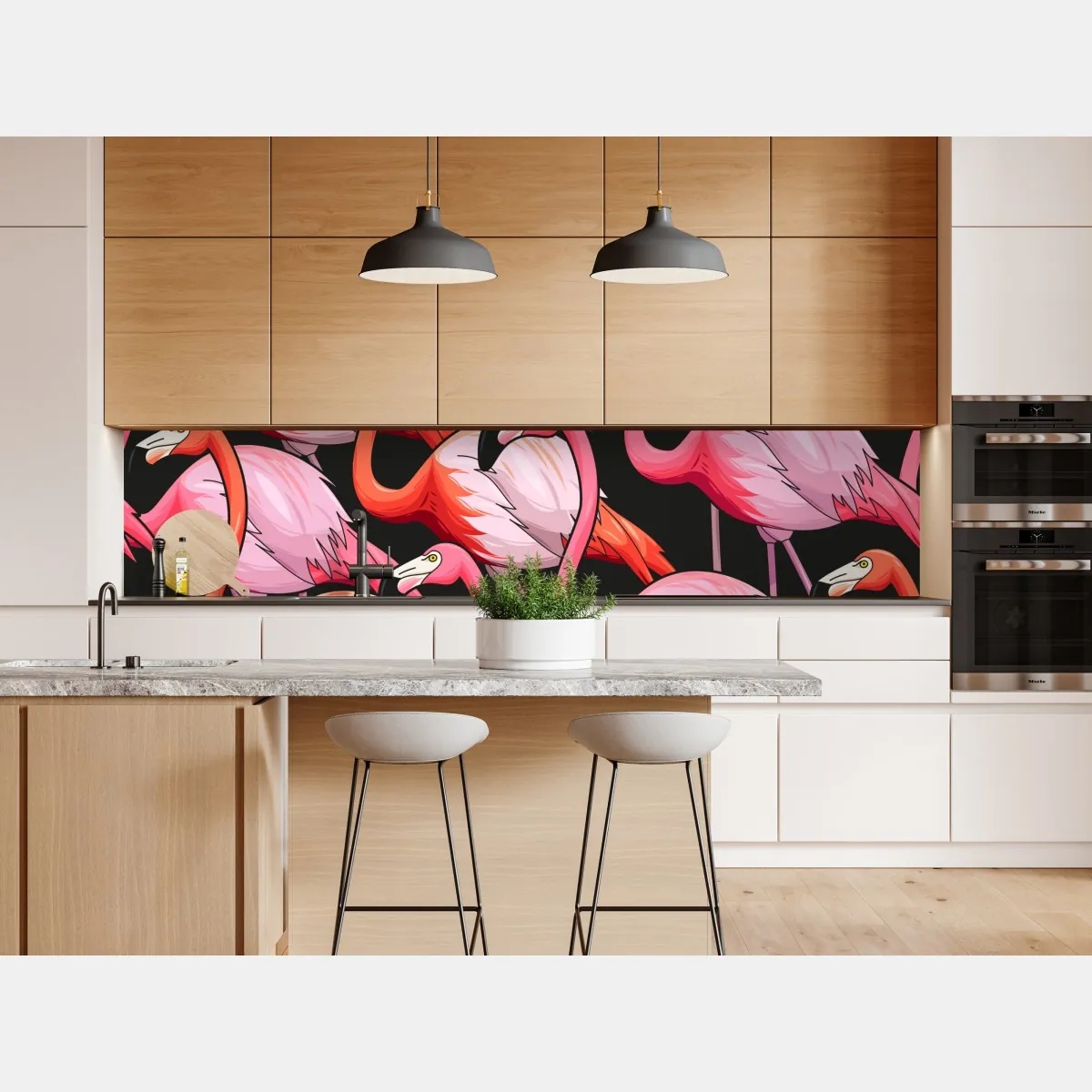 Naklejka repozycjonowalna różowy wzór z flamingami na czarnym tle – Wallissimo® Naklejka repozycjonowalna różowy wzór z flamingami na czarnym tle – Wallissimo®