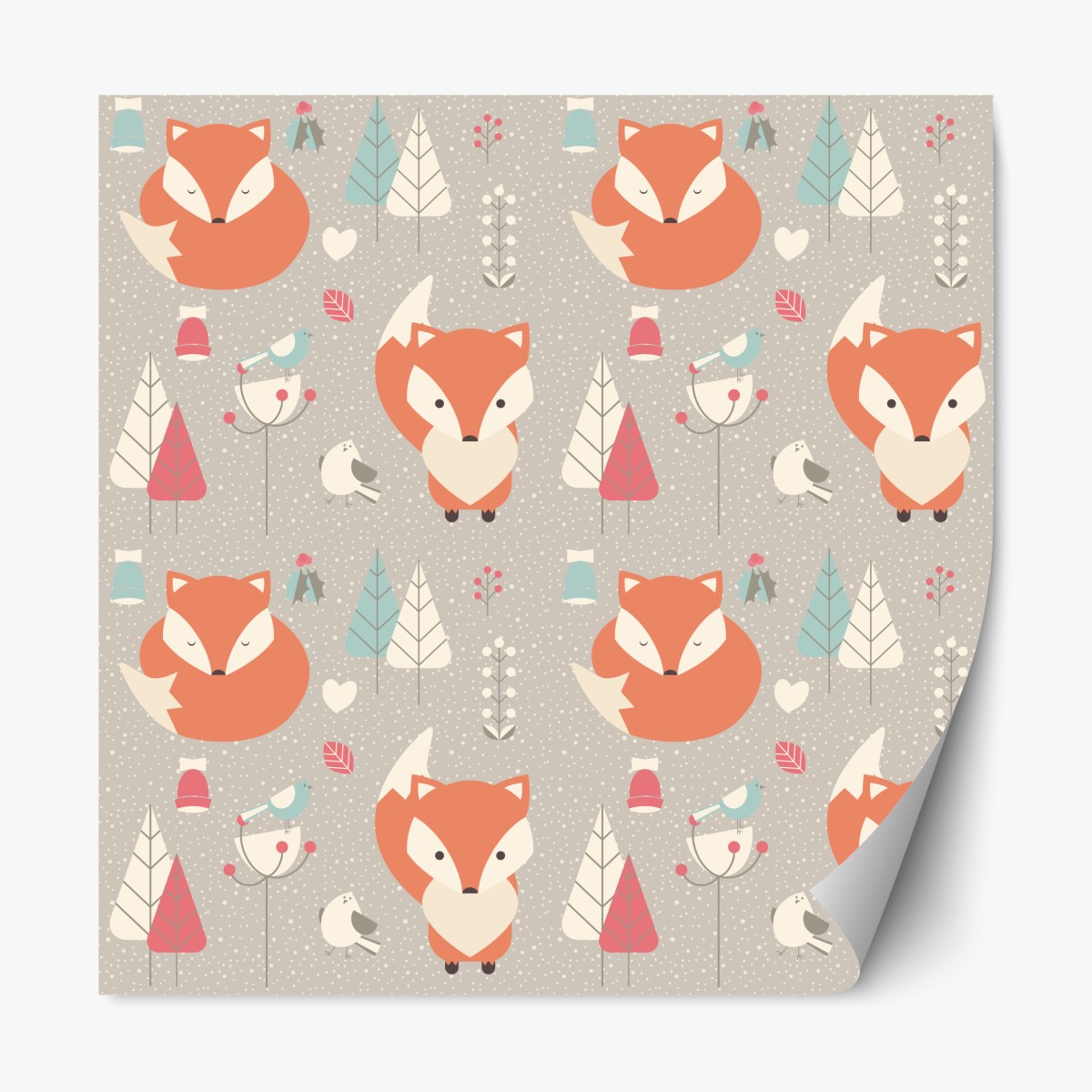 Repositionable sticker cute woodland fox pattern