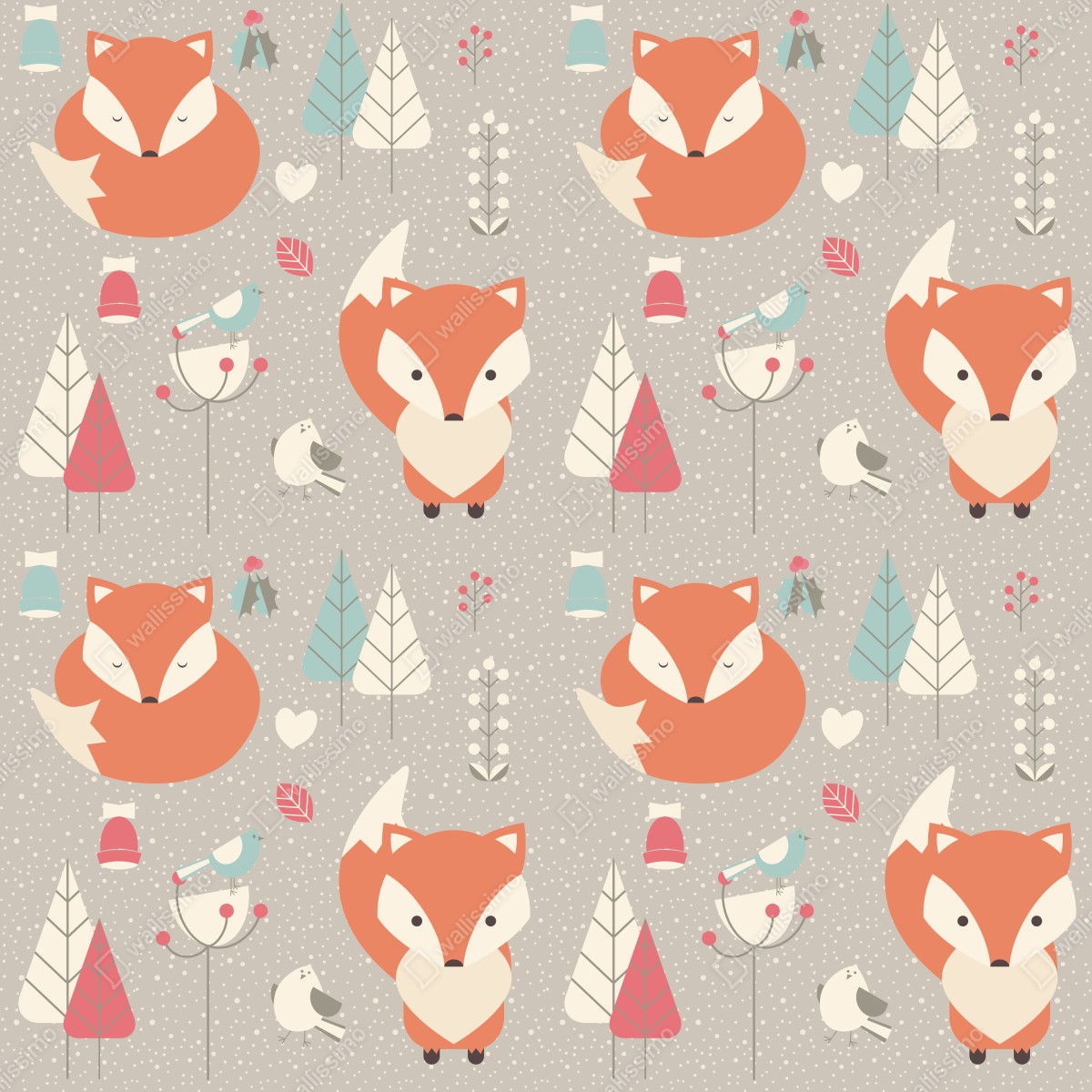 Naklejka repozycjonowalna uroczy leśny wzór z lisami – Wallissimo® Naklejka repozycjonowalna uroczy leśny wzór z lisami – Wallissimo®