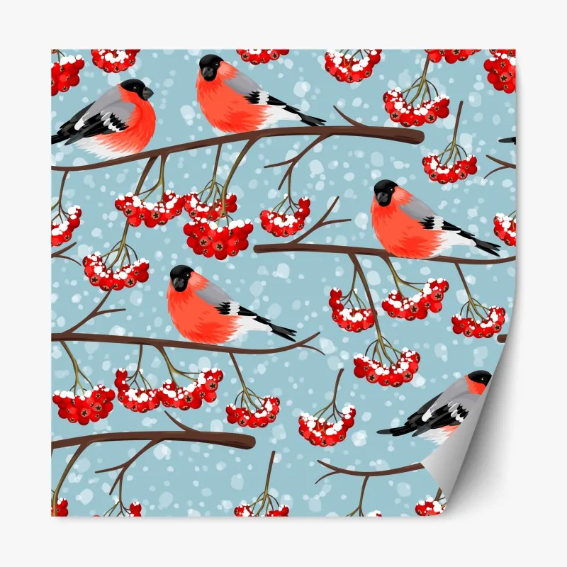 Naklejka repozycjonowalna czerwone domki nad zaśnieżoną górą – Wallissimo®