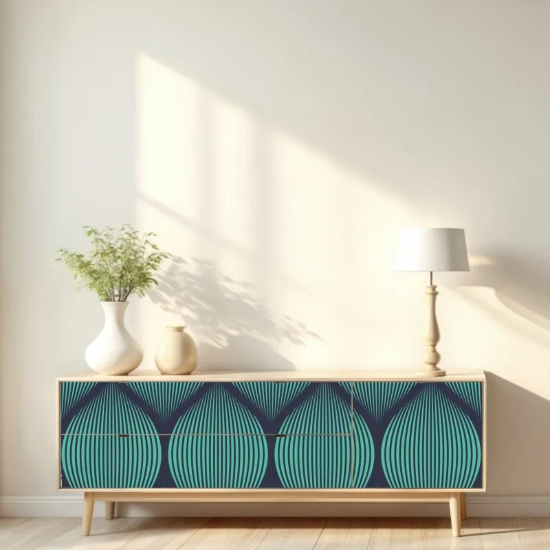 Naklejka repozycjonowalna turkusowy geometryczny motyw łezki – Wallissimo® Naklejka repozycjonowalna turkusowy geometryczny motyw łezki – Wallissimo®