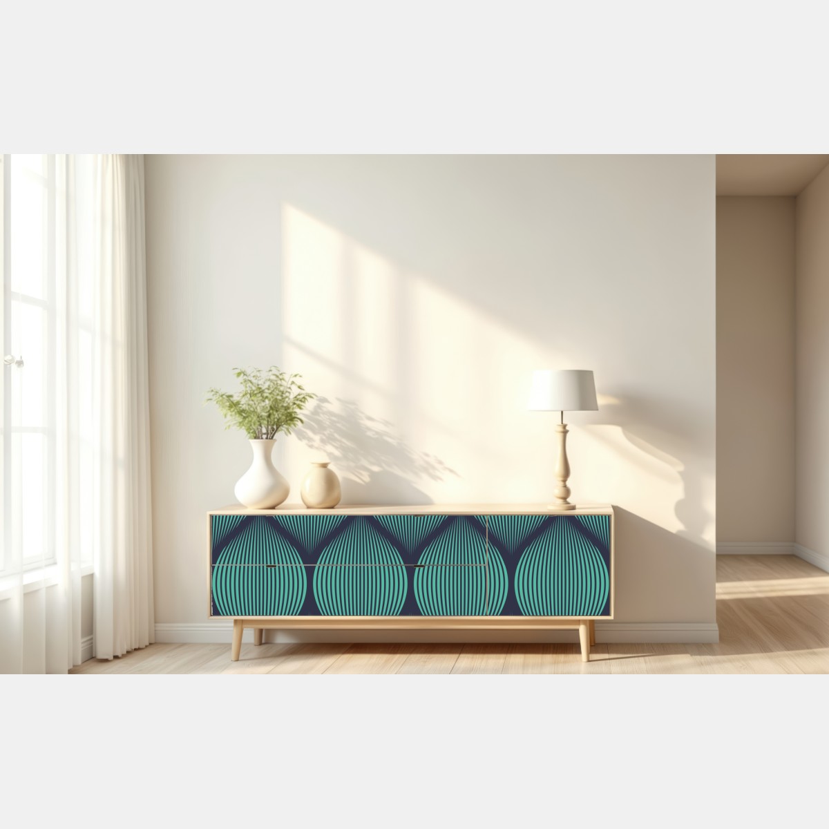 Naklejka repozycjonowalna turkusowy geometryczny motyw łezki – Wallissimo® Naklejka repozycjonowalna turkusowy geometryczny motyw łezki – Wallissimo®