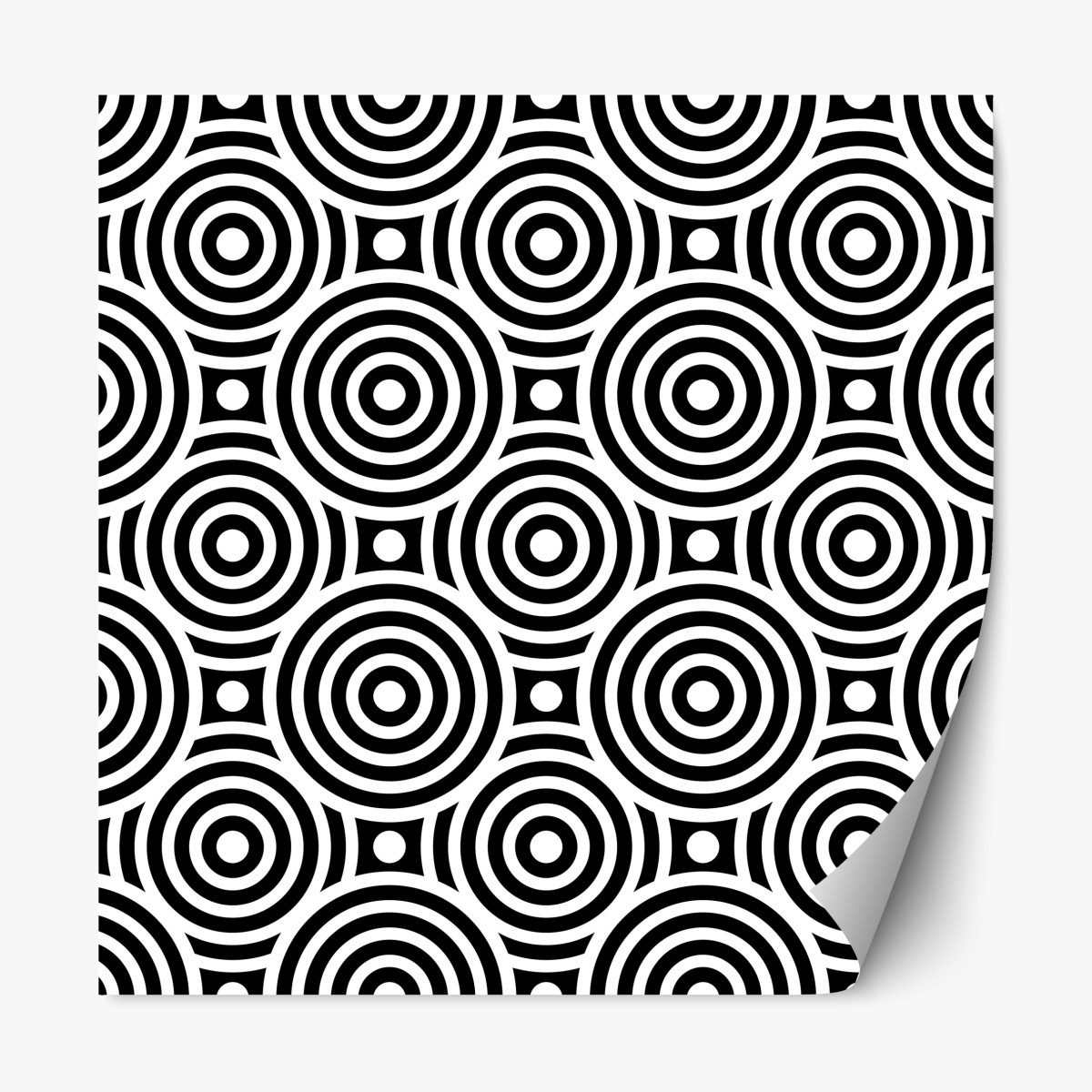 Repositionable sticker black and white concentric circle pattern