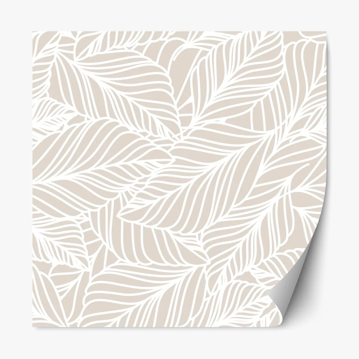 Naklejka repozycjonowalna beżowy botaniczny wzór liści – Wallissimo® Naklejka repozycjonowalna beżowy botaniczny wzór liści – Wallissimo®