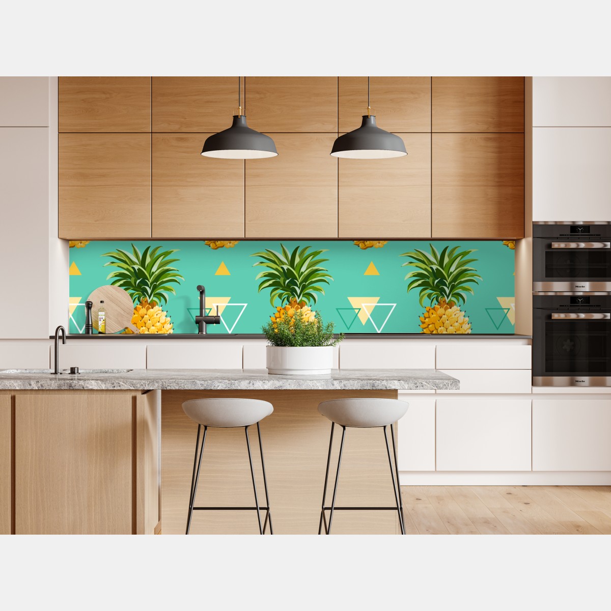 Naklejka repozycjonowalna tropikalny wzór z ananasami na turkusowym tle – Wallissimo® Naklejka repozycjonowalna tropikalny wzór z ananasami na turkusowym tle – Wallissimo®