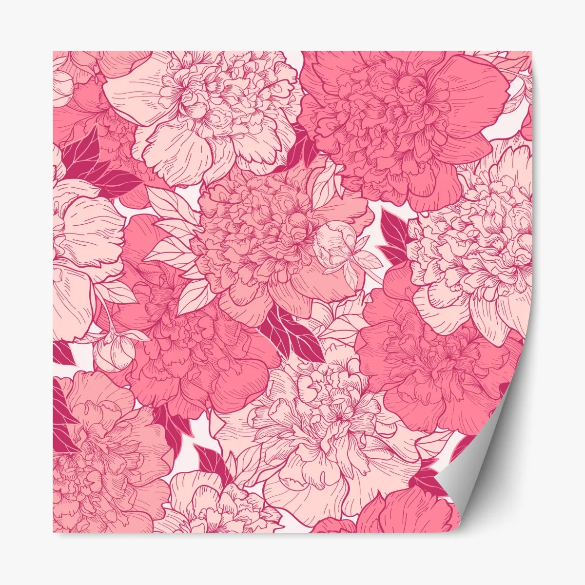 Naklejka repozycjonowalna różowy wzór z piwoniami – Wallissimo® Naklejka repozycjonowalna różowy wzór z piwoniami – Wallissimo®