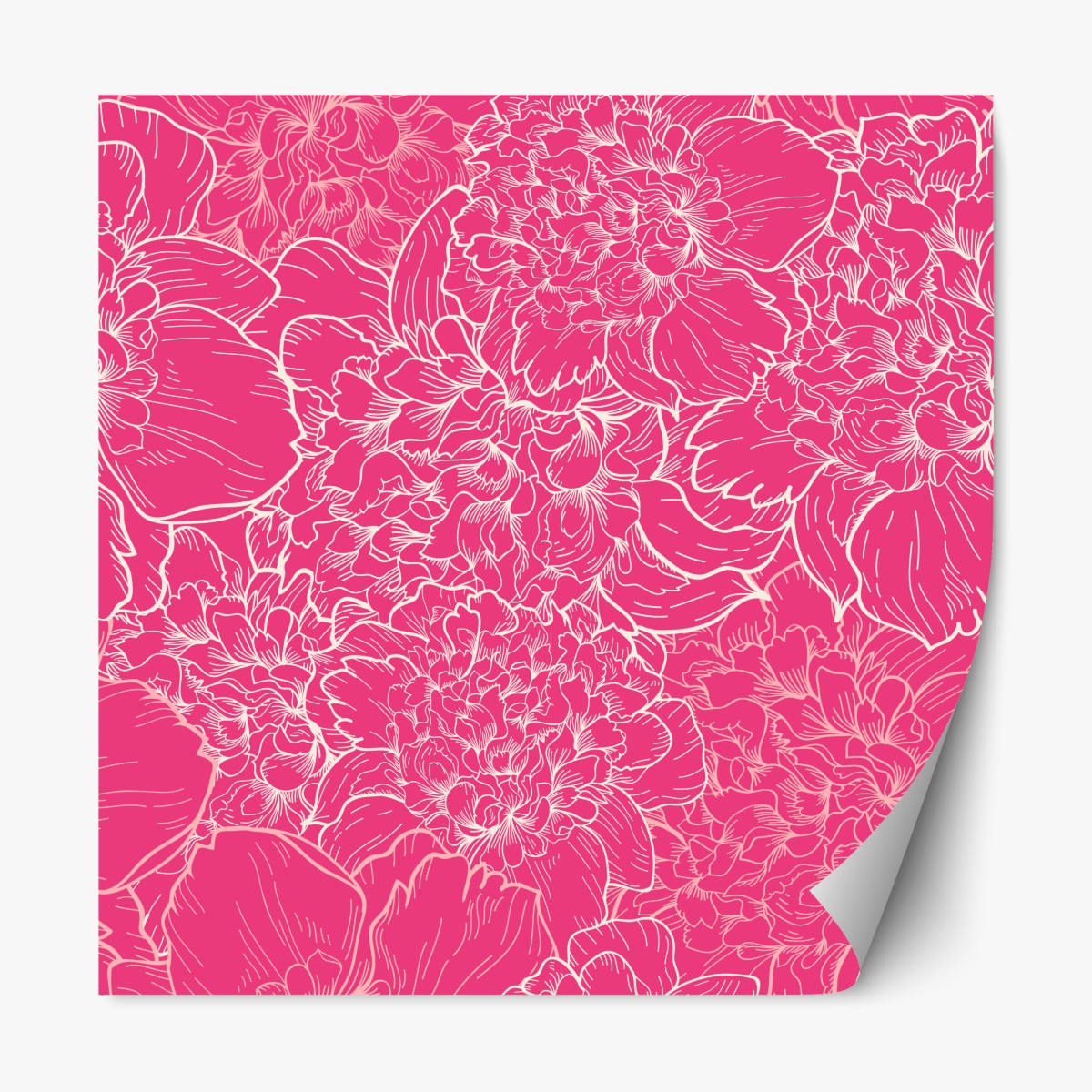 Repositionable sticker vibrant pink peony floral pattern