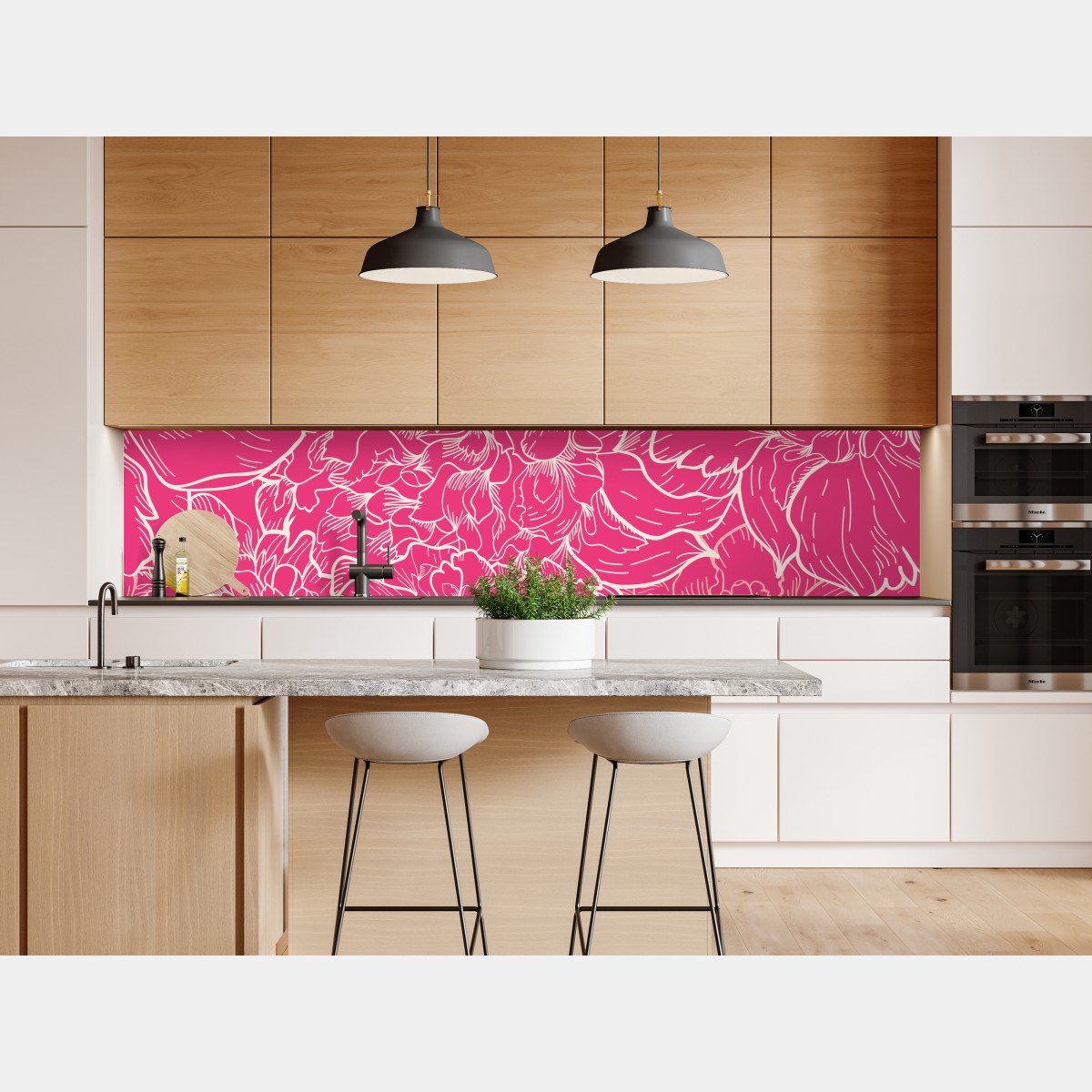 Naklejka repozycjonowalna intensywny różowy wzór z peoniami – Wallissimo® Naklejka repozycjonowalna intensywny różowy wzór z peoniami – Wallissimo®