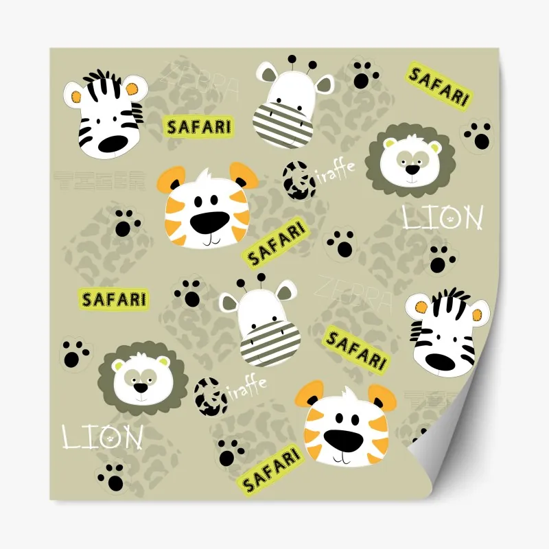 Naklejka repozycjonowalna egzotyczny wzór z gepardami i różami – Wallissimo®