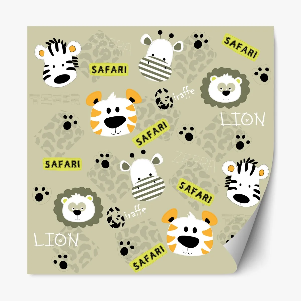 Naklejka repozycjonowalna uroczy wzór safari dla dzieci – Wallissimo® Naklejka repozycjonowalna uroczy wzór safari dla dzieci – Wallissimo®