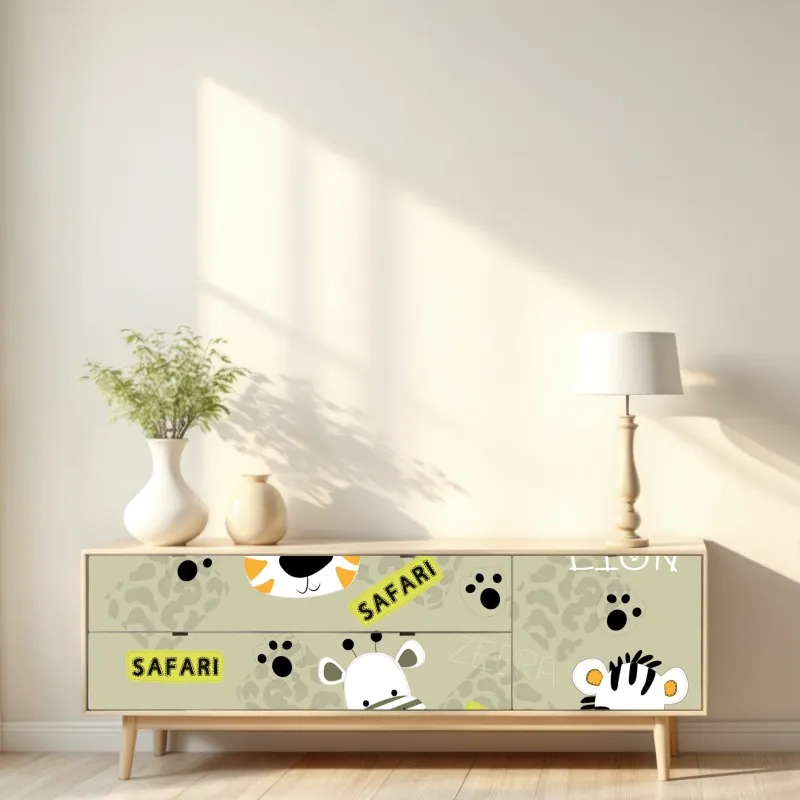 Naklejka repozycjonowalna egzotyczny wzór z gepardami i różami – Wallissimo®