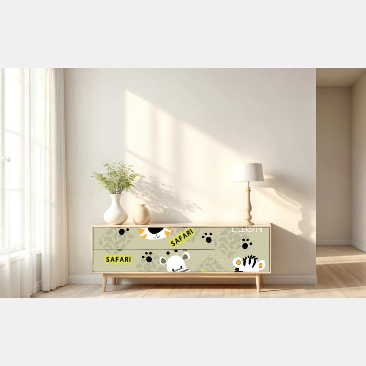 Naklejka repozycjonowalna uroczy wzór safari dla dzieci – Wallissimo® Naklejka repozycjonowalna uroczy wzór safari dla dzieci – Wallissimo®