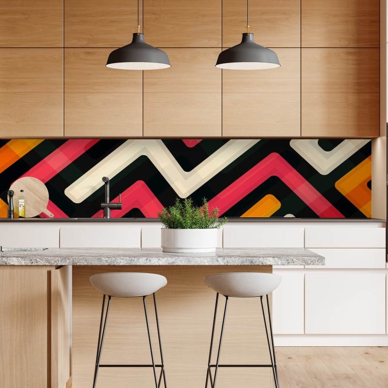 Naklejka repozycjonowalna kolorowy geometryczny wzór labiryntu – Wallissimo® Naklejka repozycjonowalna kolorowy geometryczny wzór labiryntu – Wallissimo®