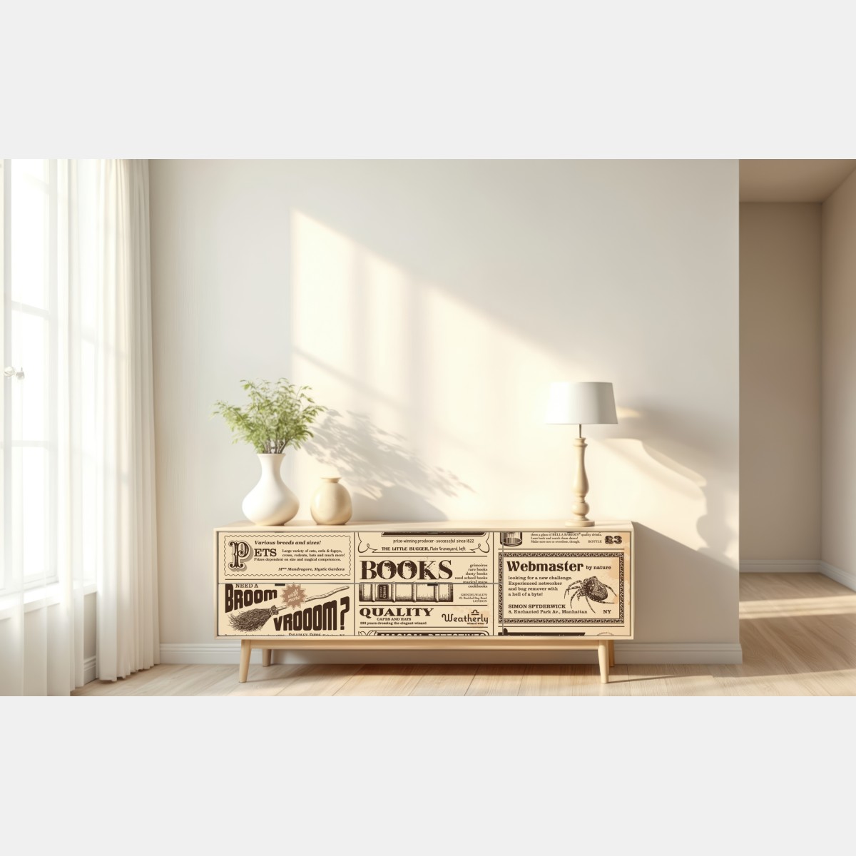 Naklejka repozycjonowalna kolaż starych magicznych ogłoszeń – Wallissimo® Naklejka repozycjonowalna kolaż starych magicznych ogłoszeń – Wallissimo®