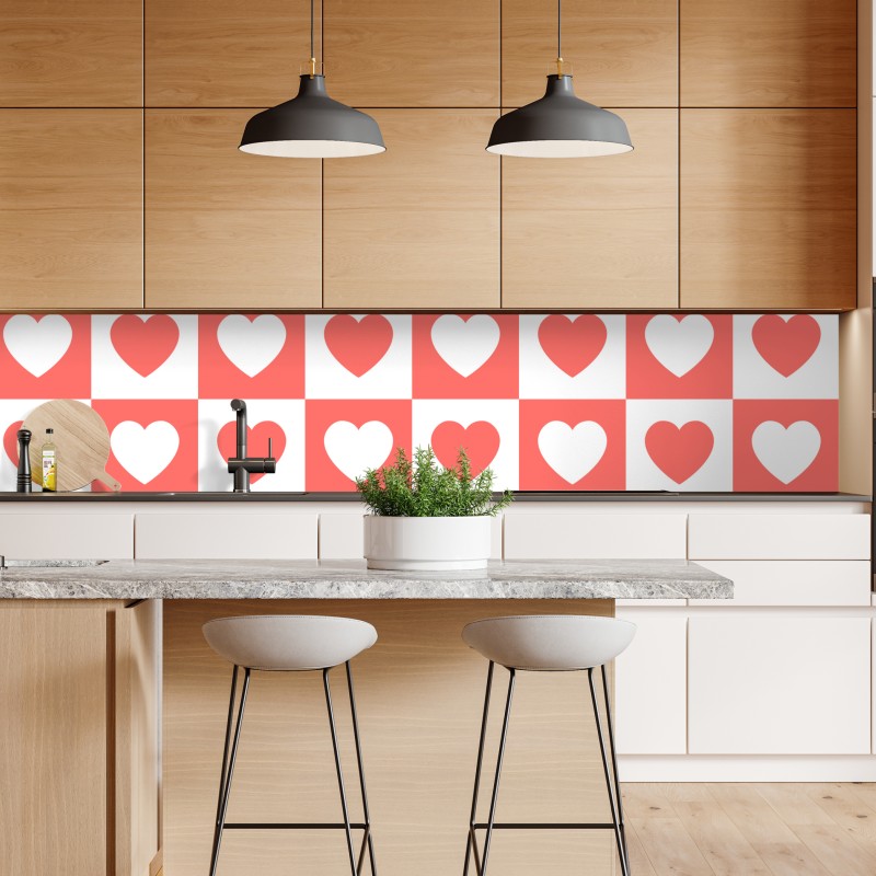 Naklejka repozycjonowalna różowy wzór serc w szachownicy – Wallissimo® Naklejka repozycjonowalna różowy wzór serc w szachownicy – Wallissimo®