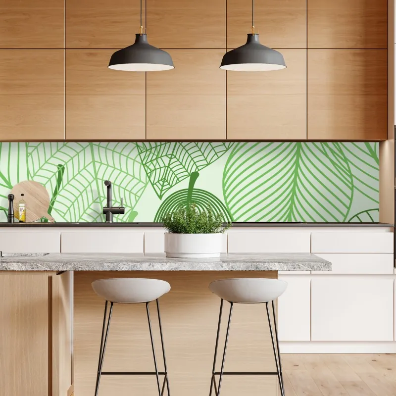 Naklejka repozycjonowalna złoty wzór liści na białym tle – Wallissimo®