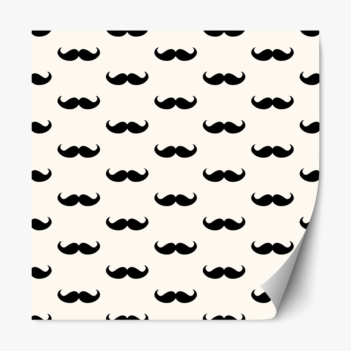Repositionable sticker black mustache pattern on beige background