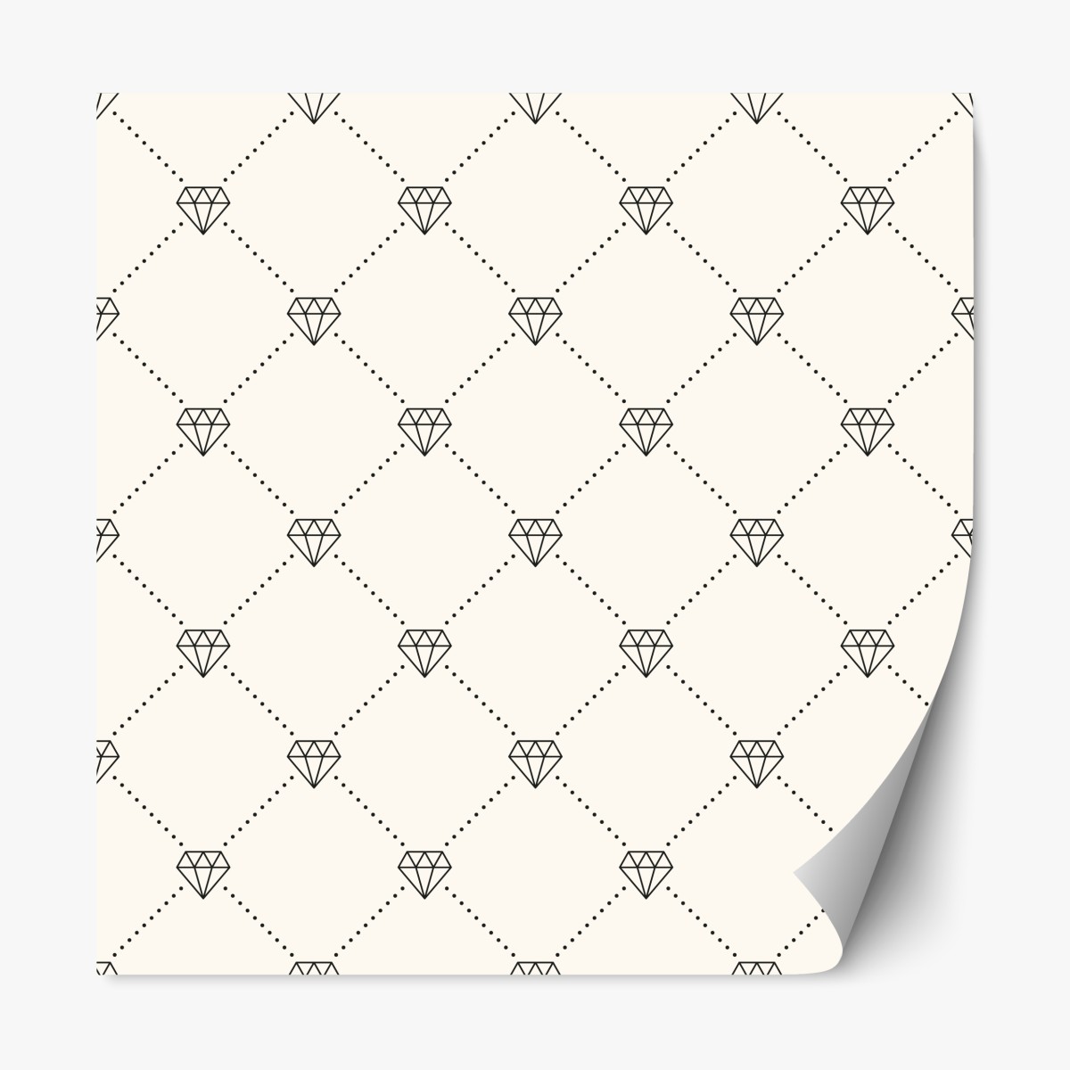 Repositionable sticker diamond lattice pattern on beige background