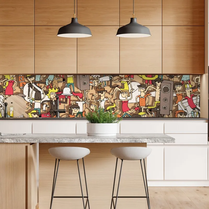 Naklejka repozycjonowalna tropikalny zachód słońca z sylwetkami palm – Wallissimo®