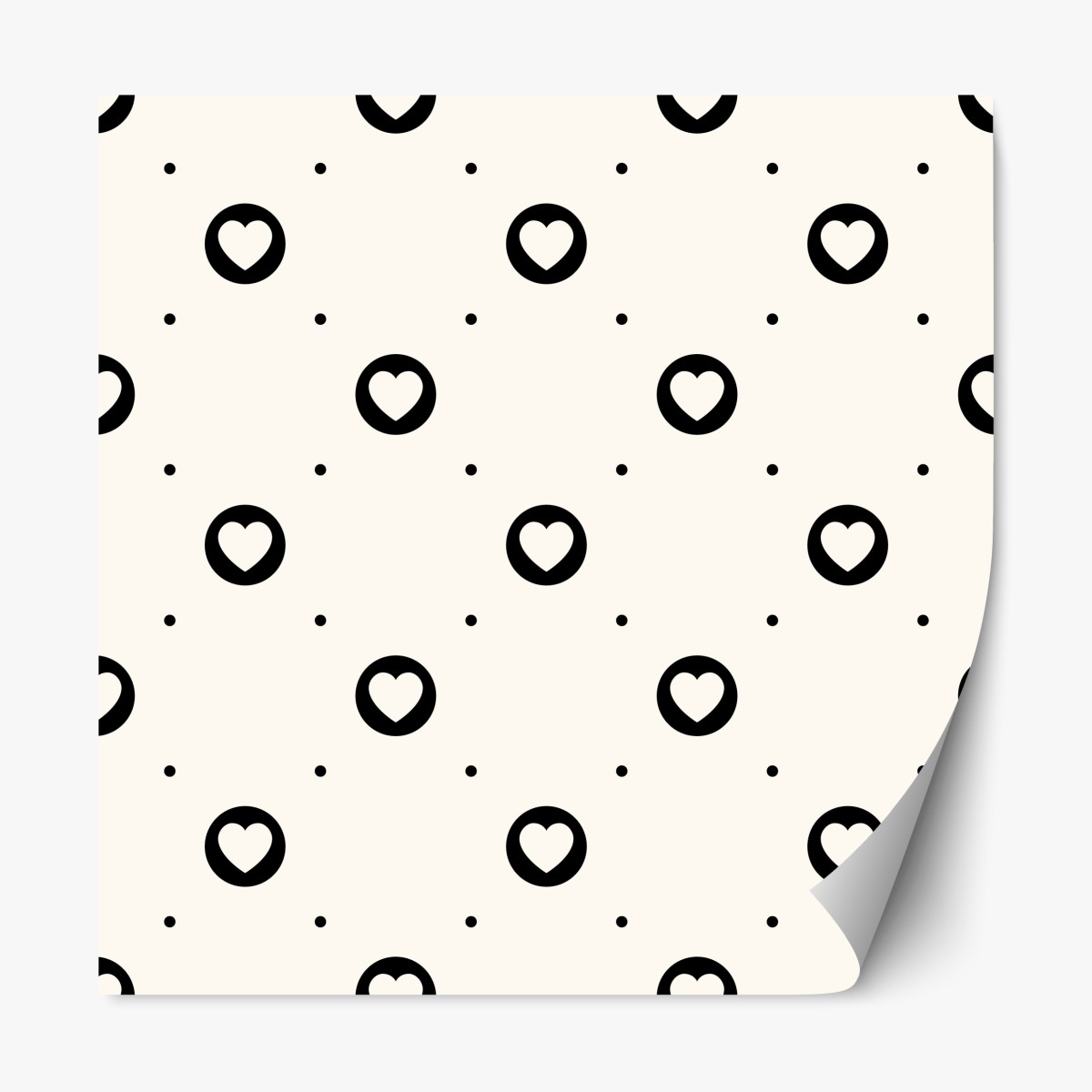 Repositionable sticker minimalist black heart pattern