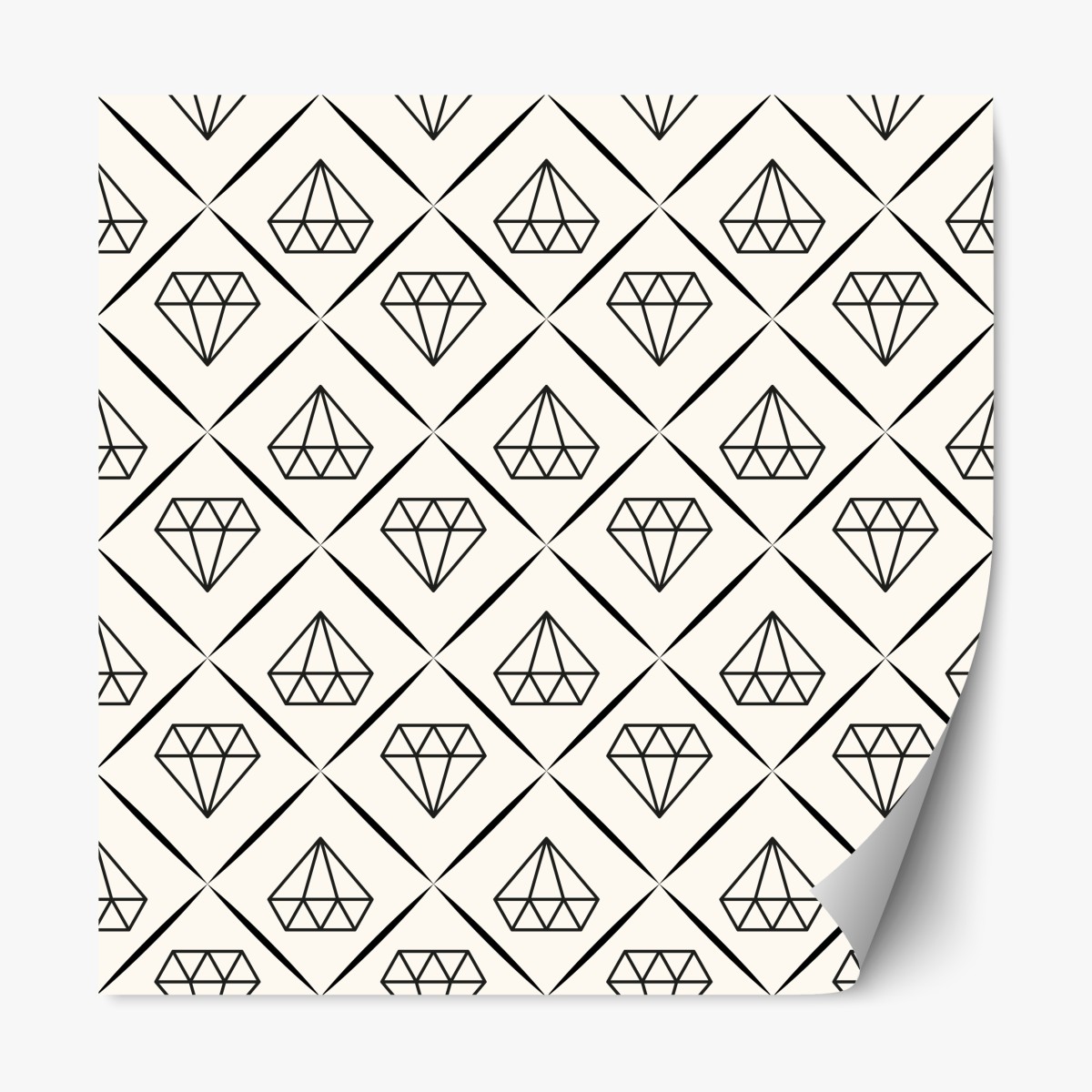 Repositionable sticker geometric diamond repeat pattern