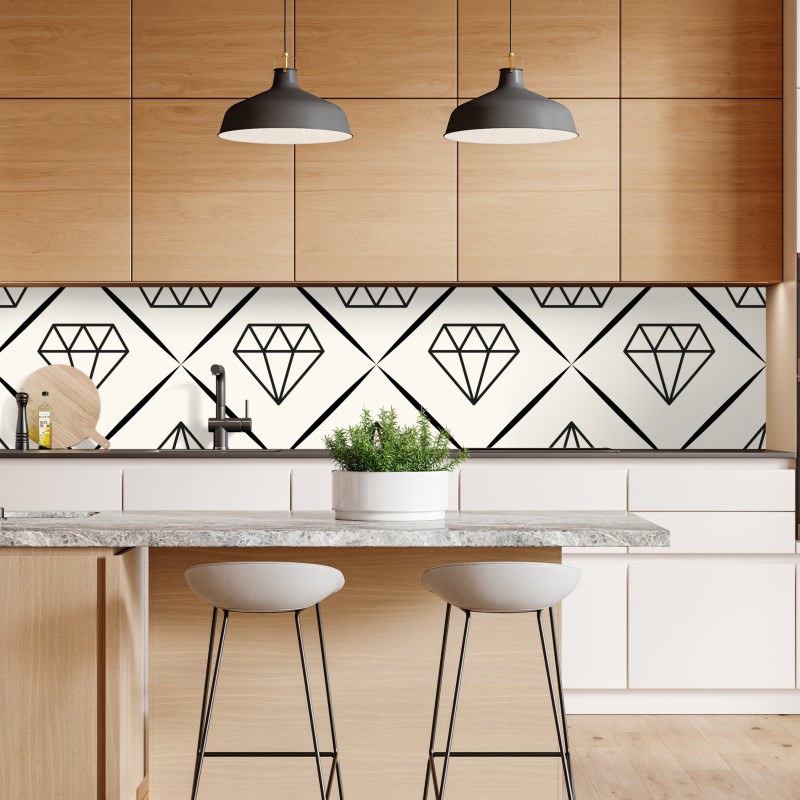 Naklejka repozycjonowalna geometryczny wzór z diamentami – Wallissimo® Naklejka repozycjonowalna geometryczny wzór z diamentami – Wallissimo®