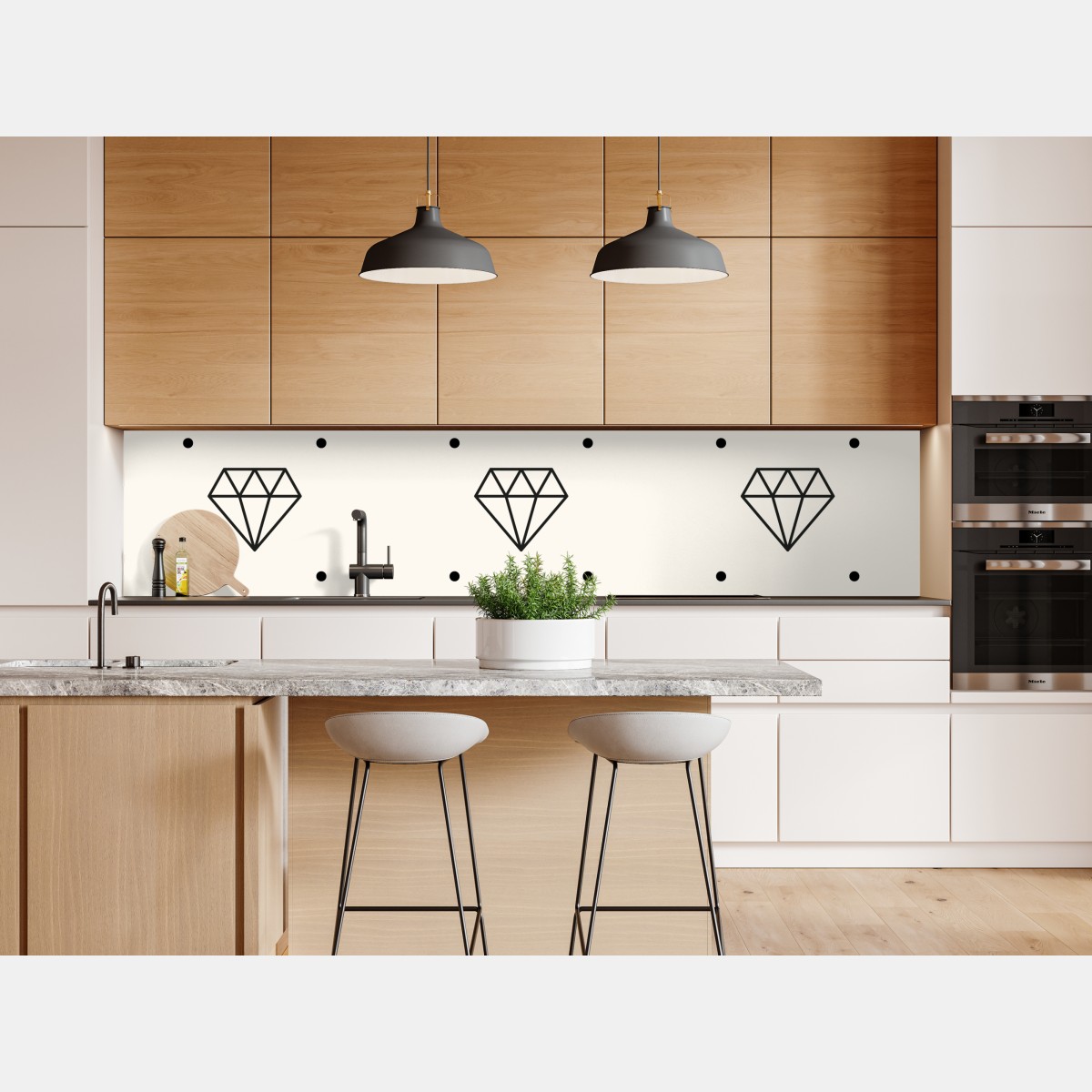 Naklejka repozycjonowalna minimalistyczny wzór diamentów z kropkami – Wallissimo® Naklejka repozycjonowalna minimalistyczny wzór diamentów z kropkami – Wallissimo®