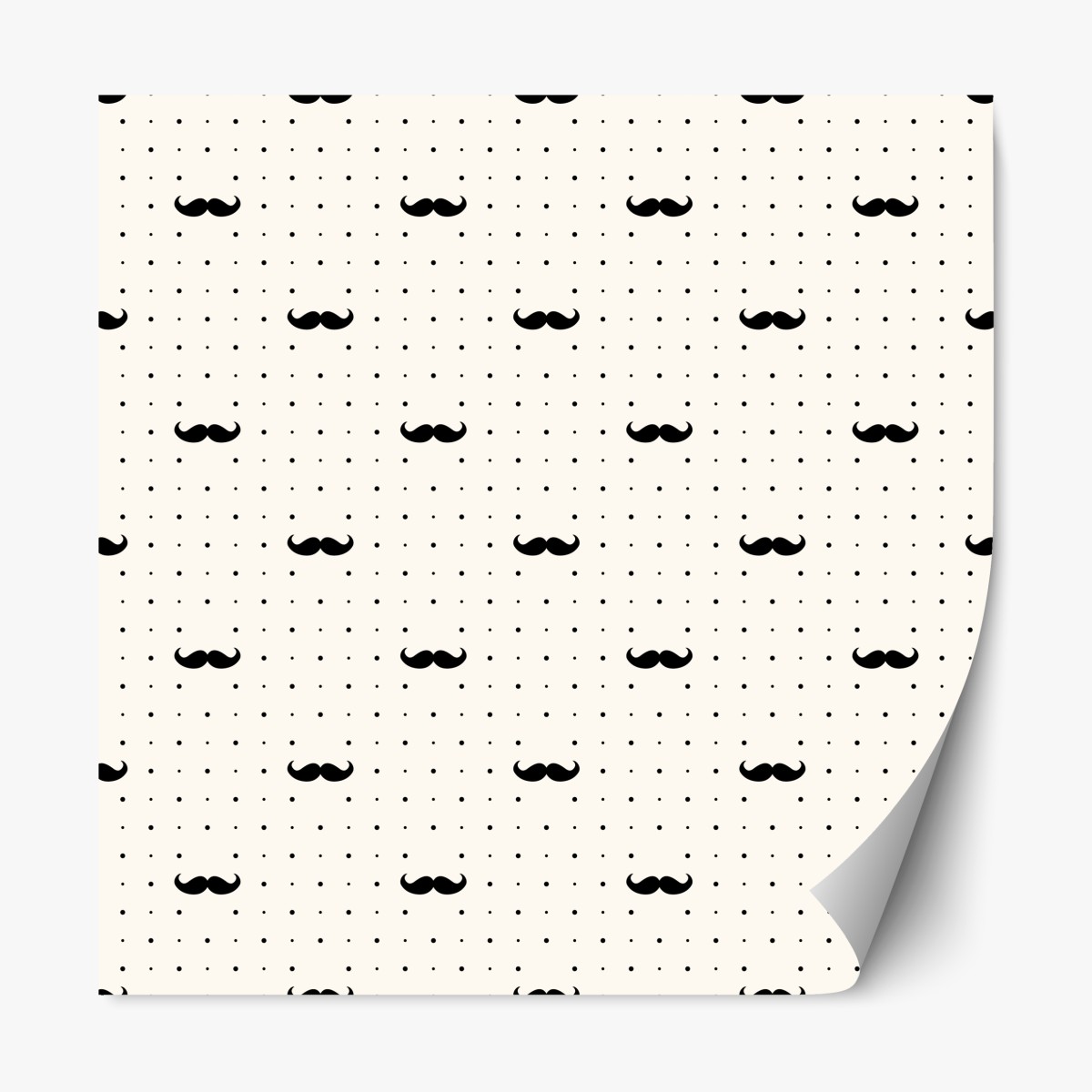 Repositionable sticker black mustache repeat pattern