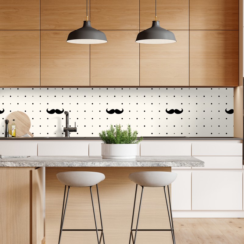 Naklejka repozycjonowalna czarny wzór z wąsami na beżowym tle – Wallissimo® Naklejka repozycjonowalna czarny wzór z wąsami na beżowym tle – Wallissimo®