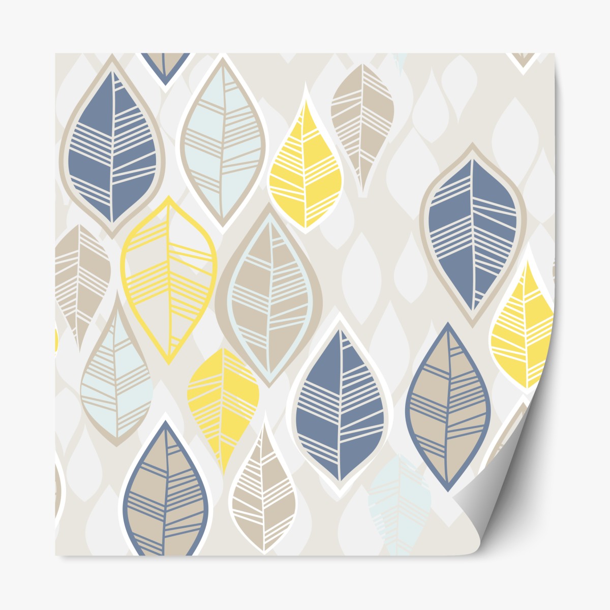 Repositionable sticker scandinavian leaf pattern in soft neutrals