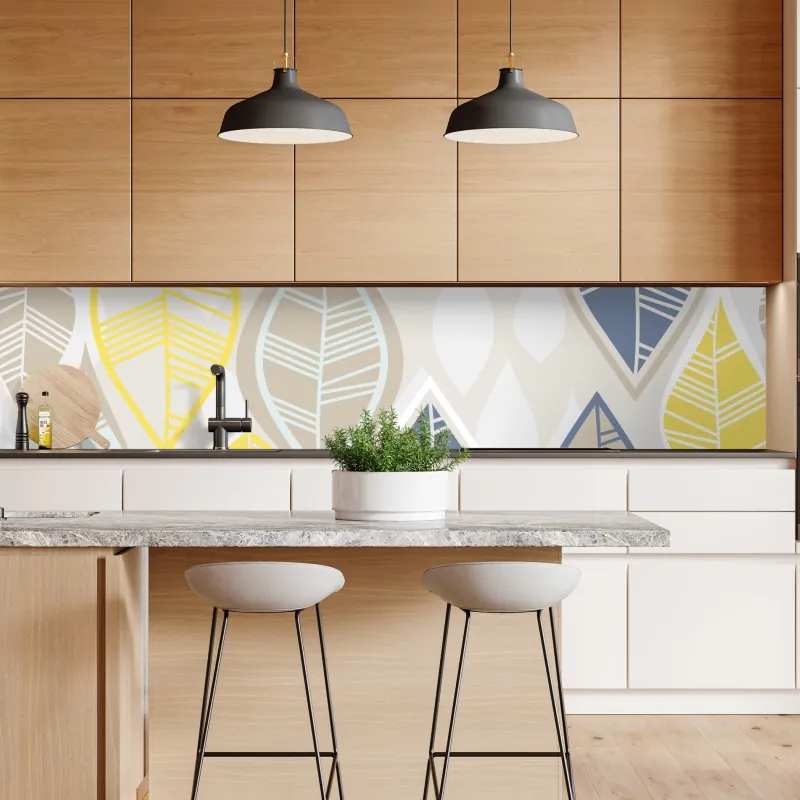 Naklejka repozycjonowalna skandynawski wzór liści w stonowanych kolorach – Wallissimo® Naklejka repozycjonowalna skandynawski wzór liści w stonowanych kolorach – Wallissimo®