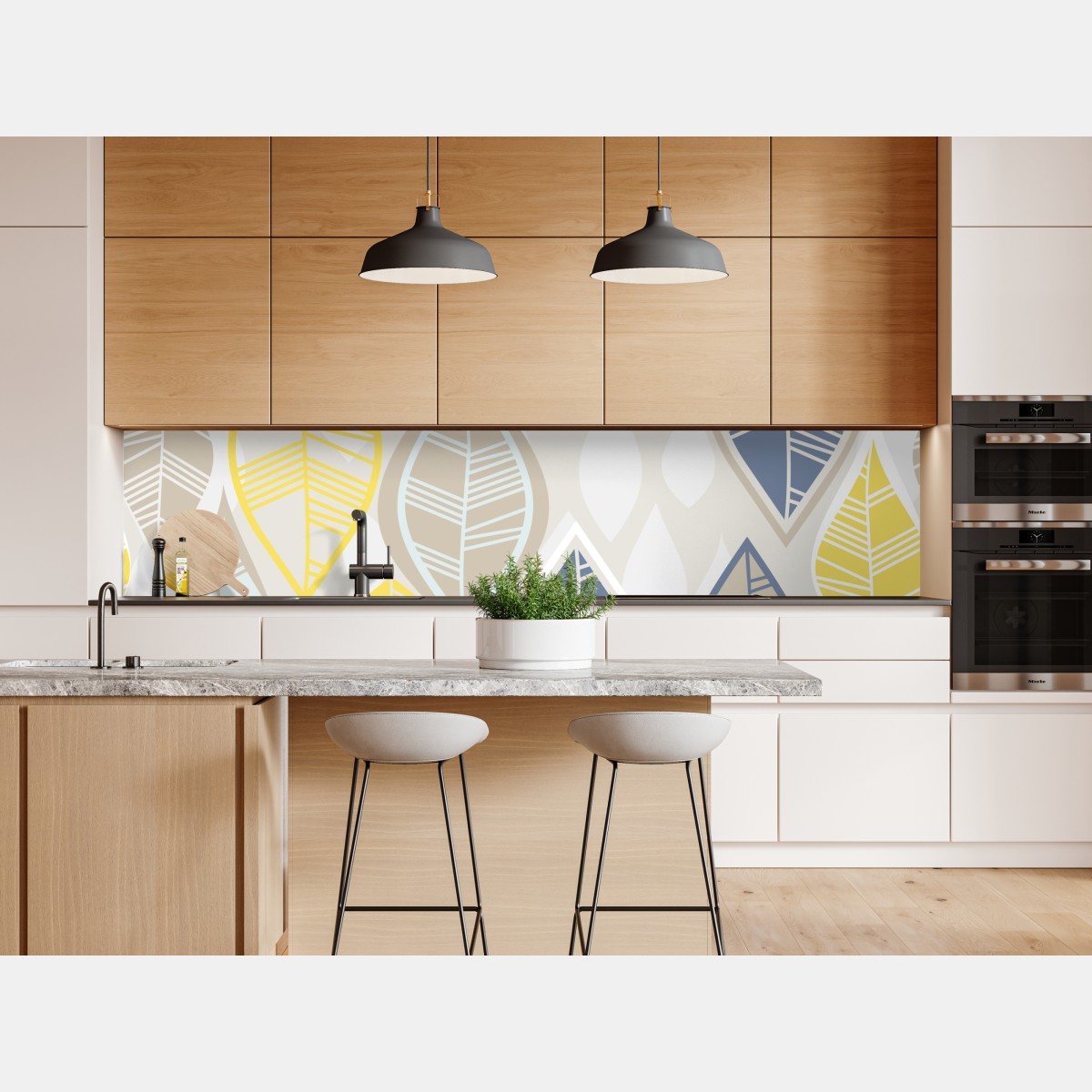 Naklejka repozycjonowalna skandynawski wzór liści w stonowanych kolorach – Wallissimo® Naklejka repozycjonowalna skandynawski wzór liści w stonowanych kolorach – Wallissimo®