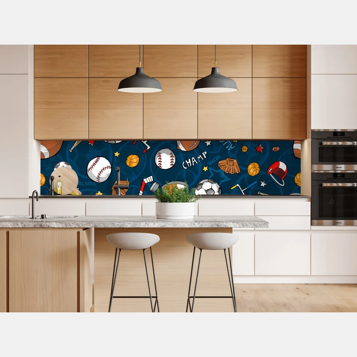 Naklejka repozycjonowalna zabawny wzór sportowy na granatowym tle – Wallissimo® Naklejka repozycjonowalna zabawny wzór sportowy na granatowym tle – Wallissimo®