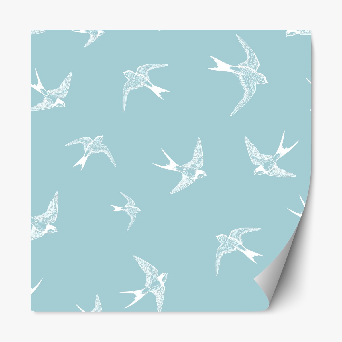 Repositionable sticker pastel swallows seamless pattern