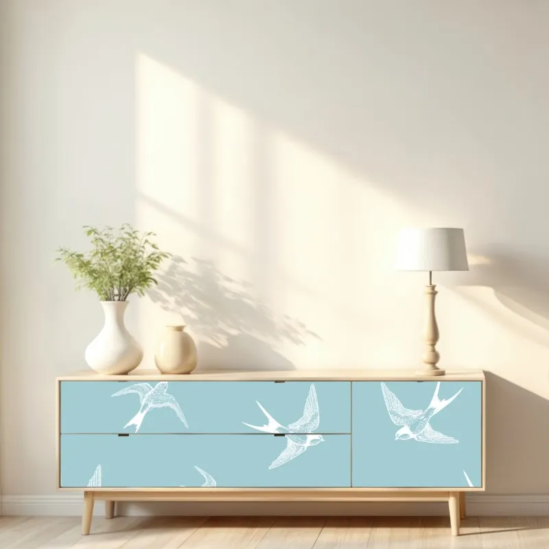 Naklejka repozycjonowalna pastelowy wzór z jaskółkami