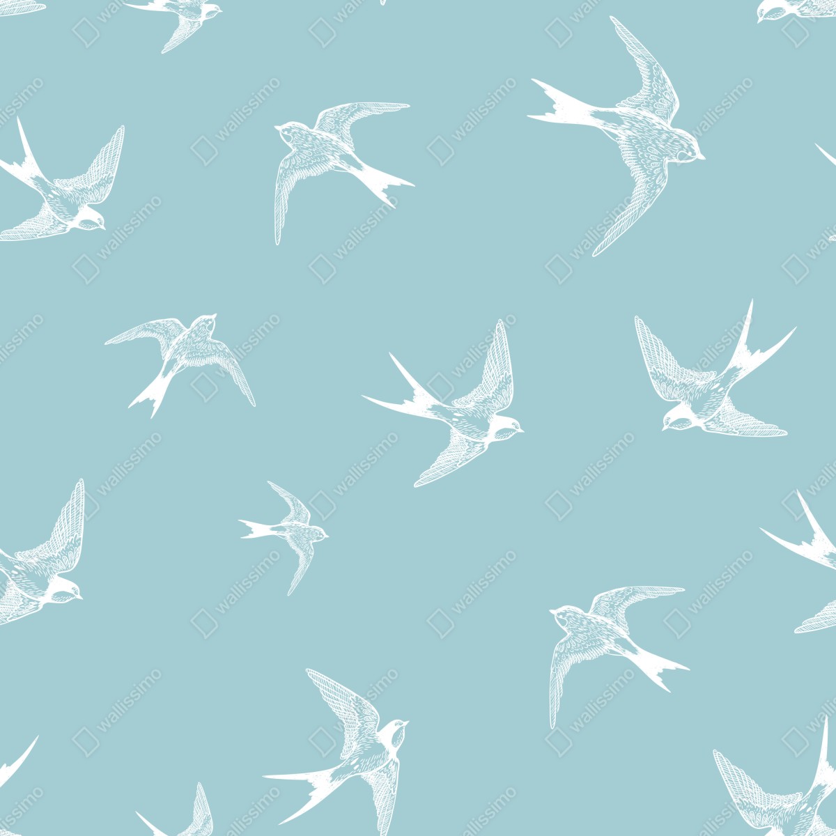 Naklejka repozycjonowalna pastelowy wzór z jaskółkami – Wallissimo® Naklejka repozycjonowalna pastelowy wzór z jaskółkami – Wallissimo®