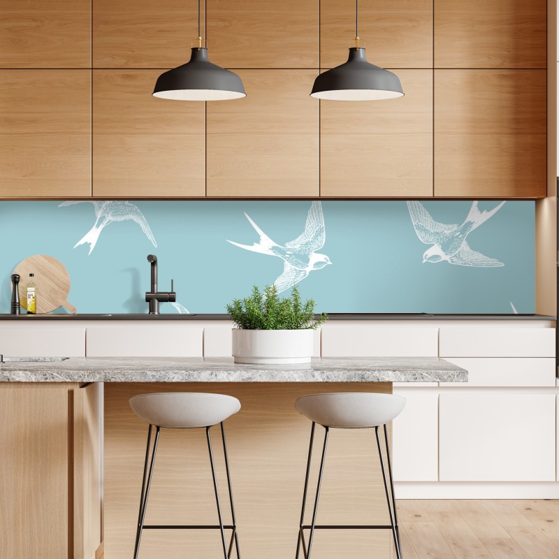 Naklejka repozycjonowalna pastelowy wzór z jaskółkami – Wallissimo® Naklejka repozycjonowalna pastelowy wzór z jaskółkami – Wallissimo®