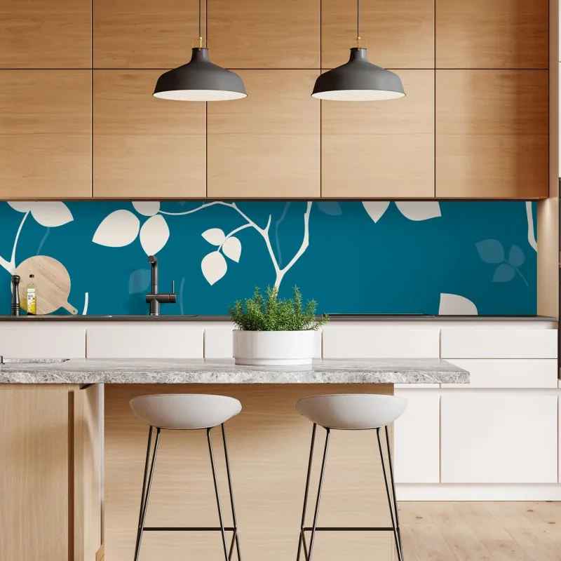 Naklejka repozycjonowalna żywy wzór hibiskusa w stylu retro – Wallissimo®