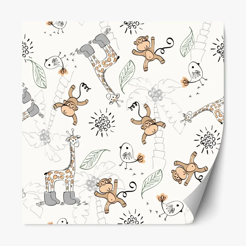 Naklejka repozycjonowalna tropikalne akwarelowe orchidee i liście palmowe – Wallissimo®