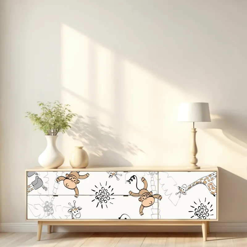 Naklejka repozycjonowalna tropikalne akwarelowe orchidee i liście palmowe – Wallissimo®