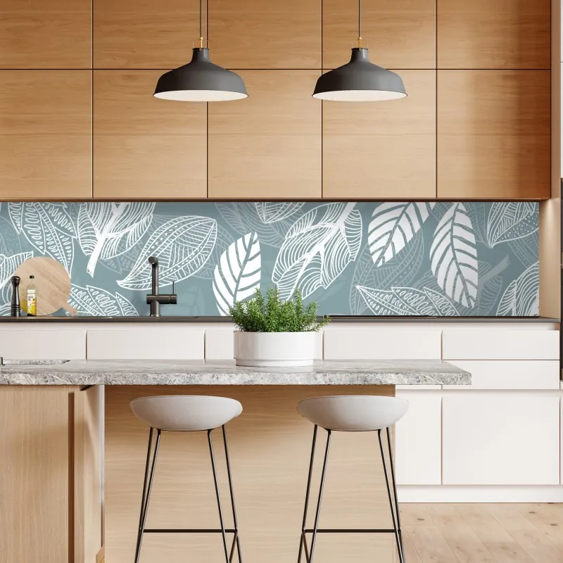 Naklejka repozycjonowalna akwarelowe liście eukaliptusa na ciemnym tle – Wallissimo®