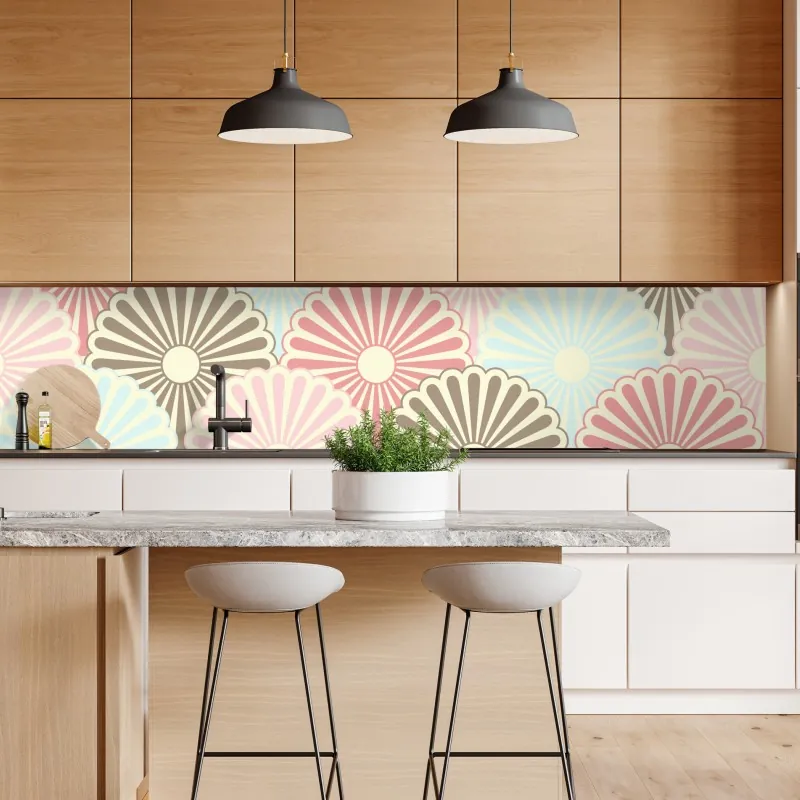 Naklejka repozycjonowalna pastelowy wzór muszelkowy – Wallissimo® Naklejka repozycjonowalna pastelowy wzór muszelkowy – Wallissimo®